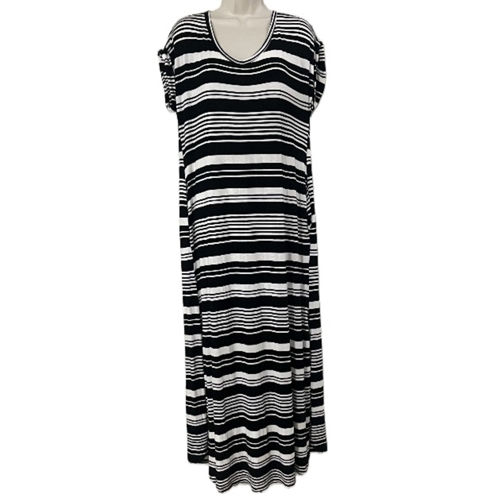 RAE MODE Black & White Shot Sleeve Striped Maxi Dress Size Small